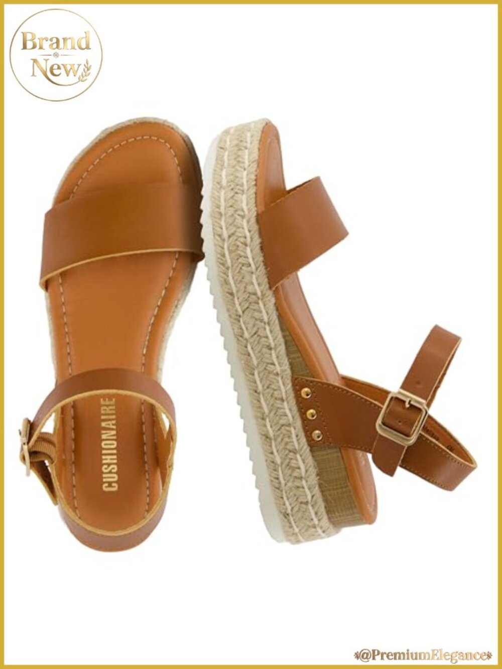 Women's Platform Espadrille Sandals Vegan Leather Memory Foam Ankle Strap